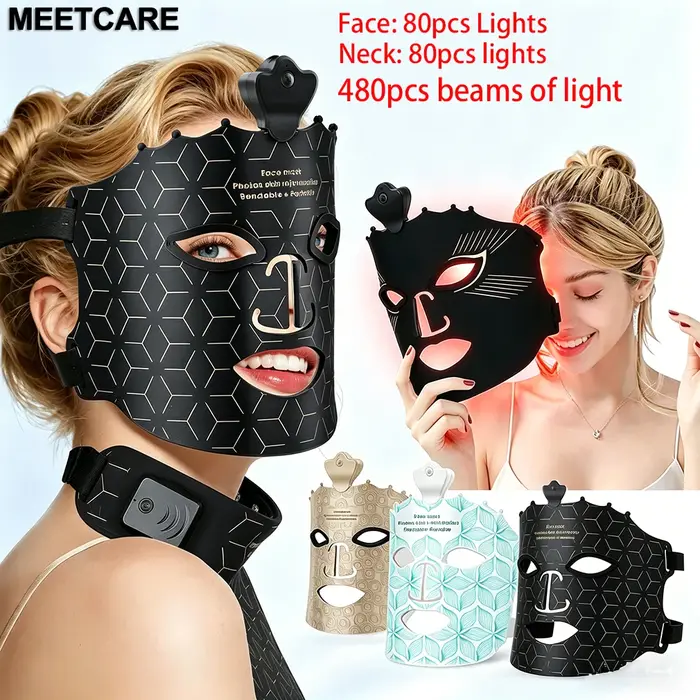 Masque facial ou pour le cou à LED 7 couleurs avec 80 lumières