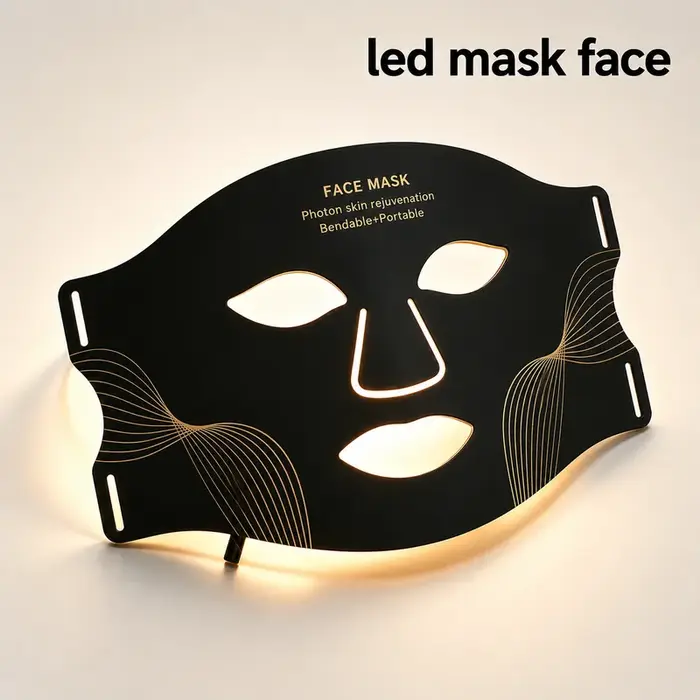 Masque facial LED 7 couleurs anti-rides et anti-âge, masque pour le front et le cou, masque de théra