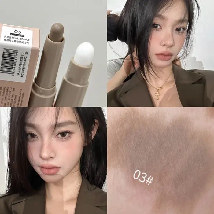HERORANGE Stylo contour double extrémité pour contour, éclaircissant avec un pinceau anti-taches