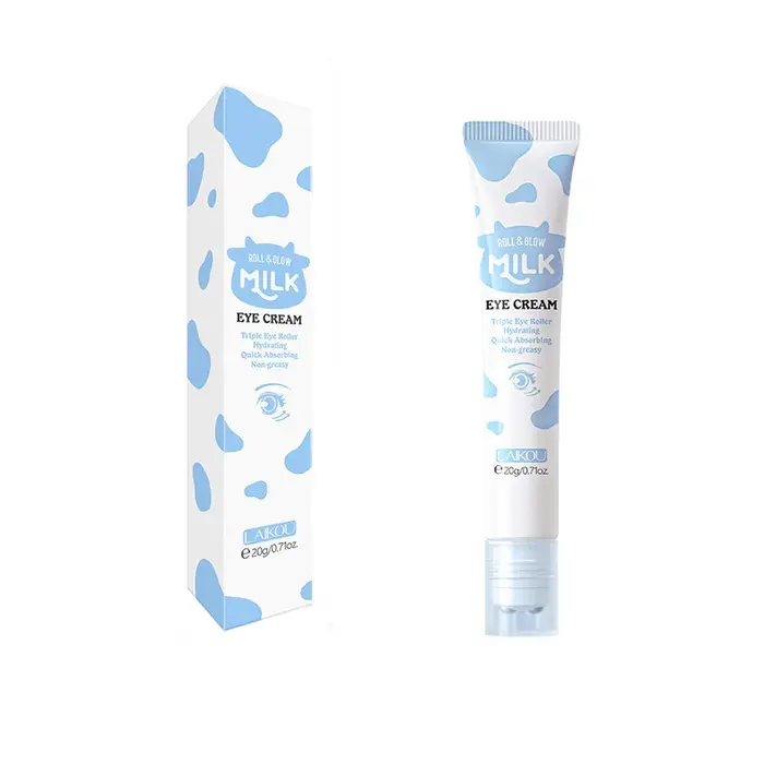 Crème Contour des Yeux LAIKOU au Lait Hydratante Éclaircissante Anti-Cernes Anti-Poches Atténue les Ridules Massage