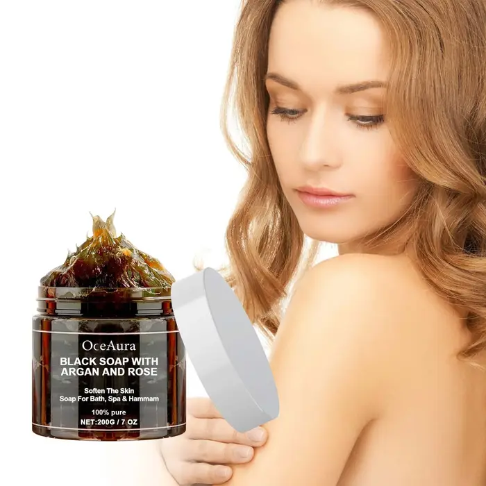Savon Beldi noir à l'argan et à la Rose