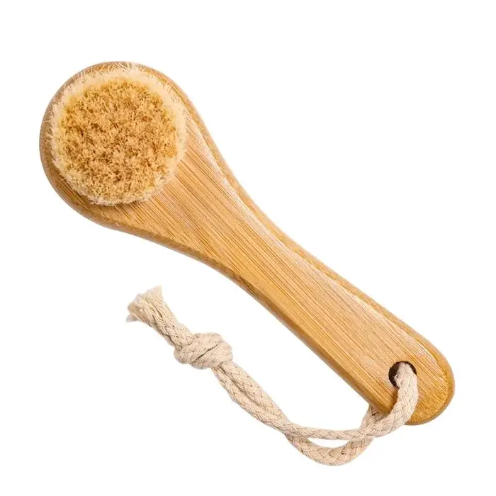 Brosse de Soin Visage Nettoyante en Bambou Naturel Doux pour Massage Facial Portable et Nettoyage en Profondeur