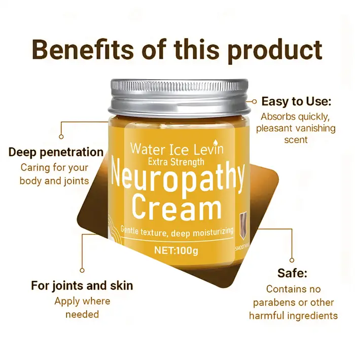 Crème de neuropathie extra résistante Water Ice Levin. Hydratant profond et doux pour les personnes âgées