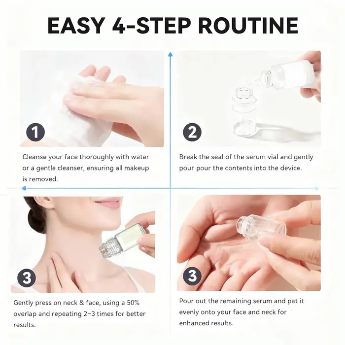 Système de micro-infusion beauté (1 applicateur + 2 sérums) - Kit lissant pour la peau à base de peptides hydratants et