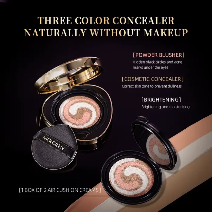 Mercilen Water-Gloss Flawless Three-Color Skin-Nourishing Cushion Bb Cream 15g*2