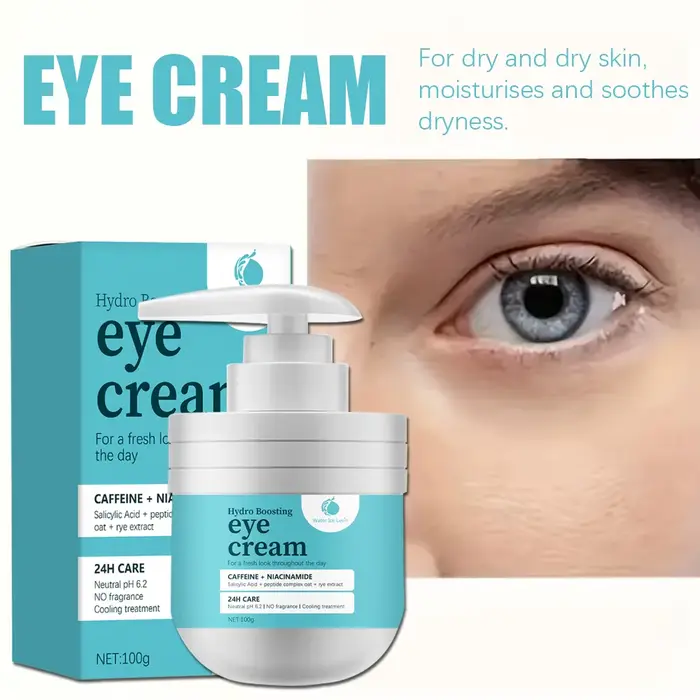 100g Crème hydratante pour les yeux : caféine + acide aminosalylique niacin + complexe peptidique + extrait de seigle