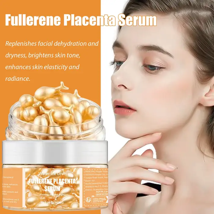 Sérum Placenta Fullerène. Avec élastine vitamine E glycérine. Rassodant Anti-rides Anti-âge. Formule d'utilisation jour et nuit. 50 pièces.
