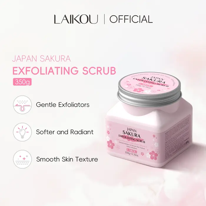 LAIKOU Gommage exfoliant pour le visage à la fleur de cerisier Nettoyage en douceur des peaux mortes