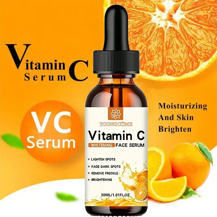 L'essence pour le visage à la vitamine C contient l'acide hyaluronique dissolvant de taches foncées réparation