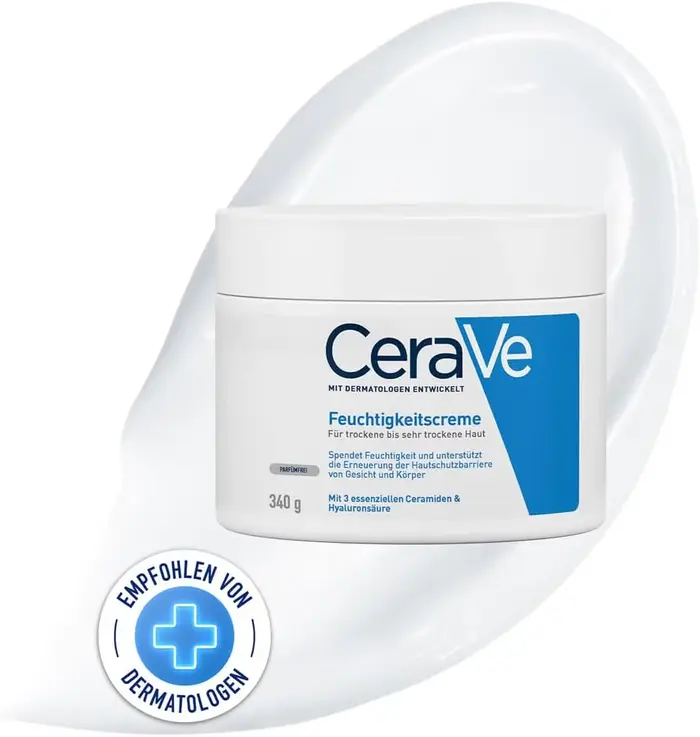 Crème hydratante CeraVe 340g sans parfum, crème quotidienne pour le visage et le corps avec céramide
