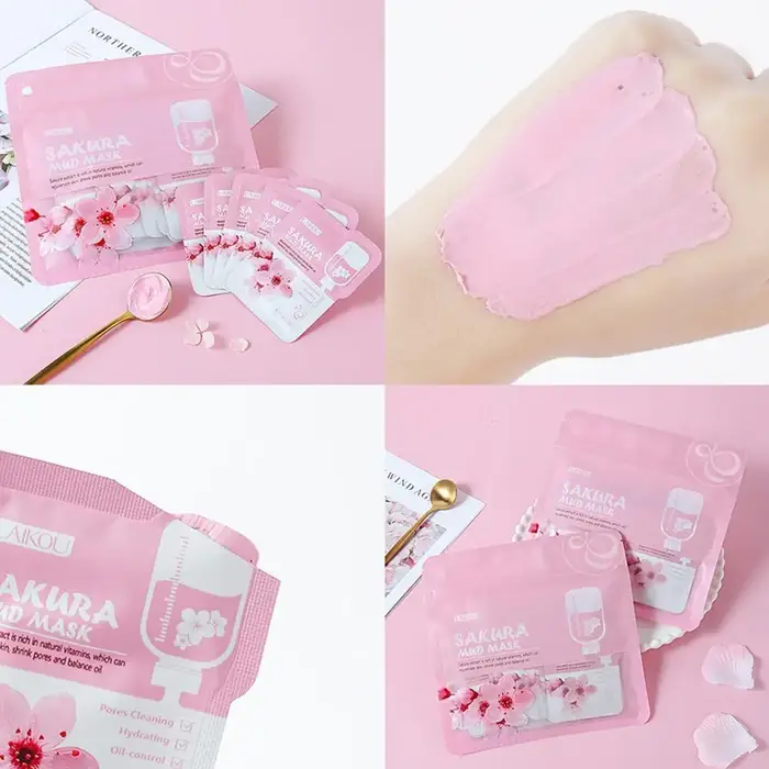 12 pièces Sakura masque de boue éclaircissant hydratant