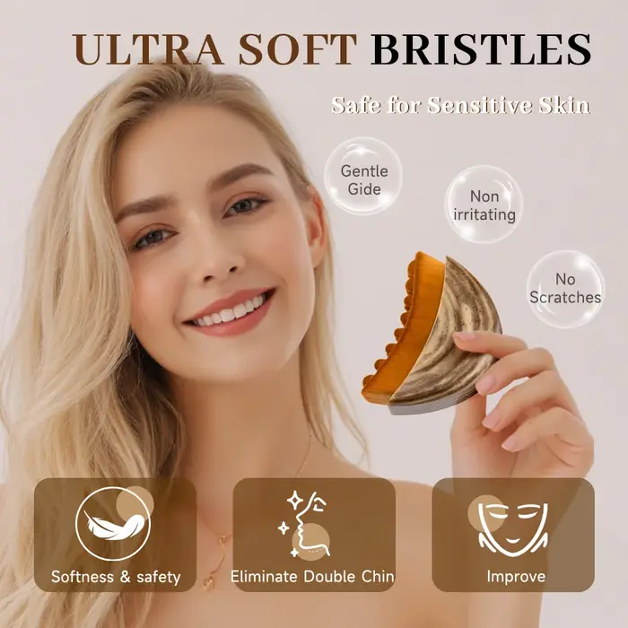 Brosse de massage lymphatique pour le visage avec grattoir Guasha pour le drainage et le lifting facial