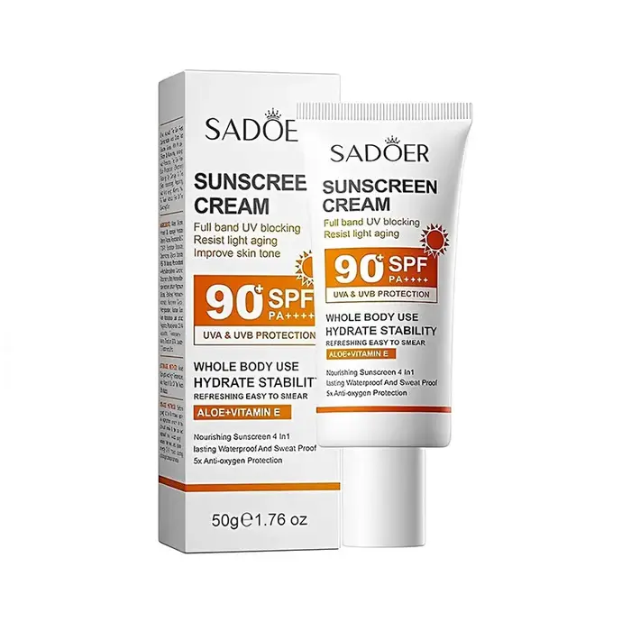 Crème solaire SPF 90+ PA++++, crème solaire légère quotidienne pour le visage et le corps, crème solaire pour la plage, le jogging, les sports de plein air