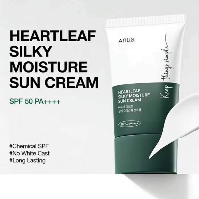 Crème solaire hydratante soyeuse coréenne Heartleaf SPF50+ légère et hydratante pour le soin quotidi