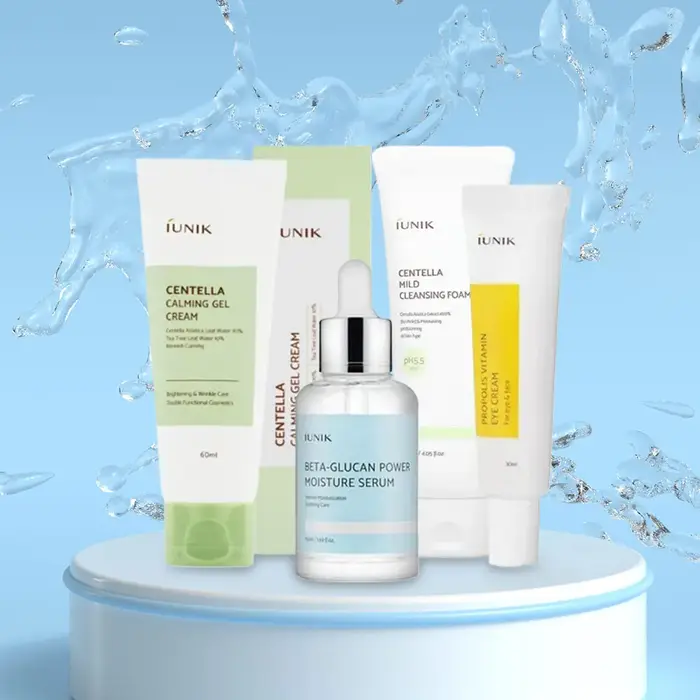 Ensemble de soins pour la peau coréen IUNIK bêta-glucane Centella Asiatica nettoyant pour le visage 