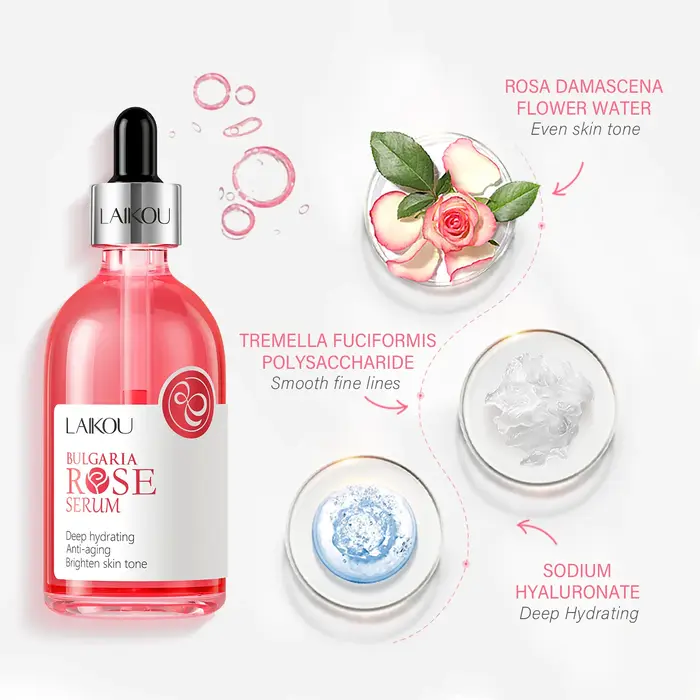 Sérum à l'essence de rose ou de cerisier Laikou, soin du visage nourrissant en profondeur, réparateu