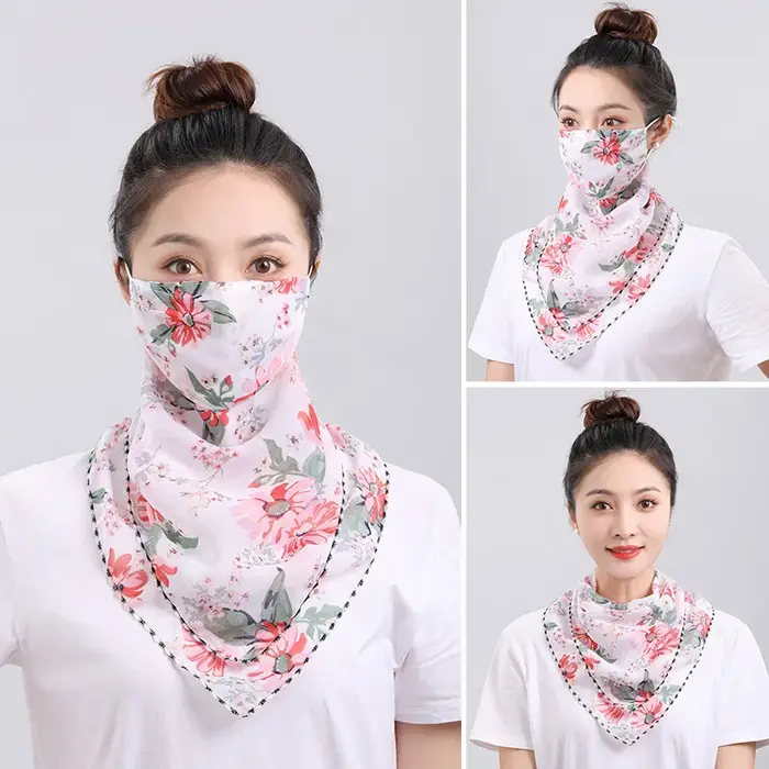 UPF 50+ Protection solaire voile facial écharpe-masque de cou en mousseline de soie respirante pour