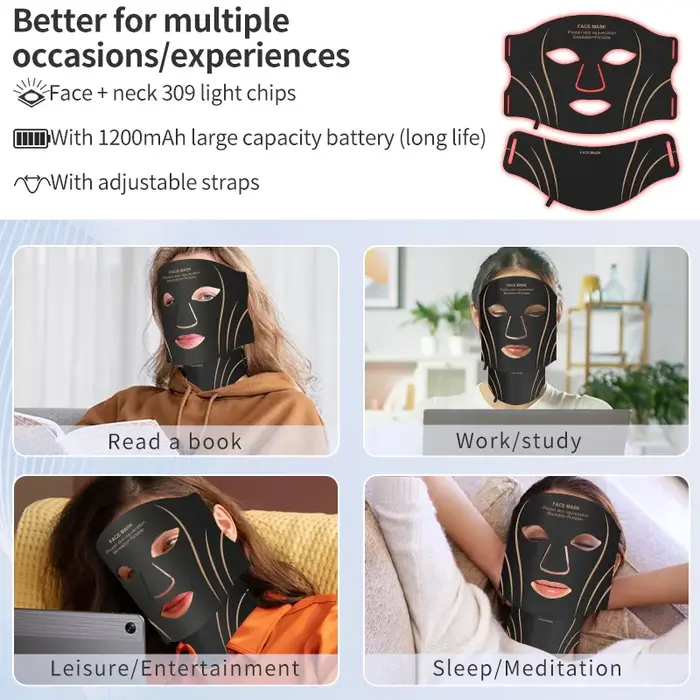 Masque LED pour le visage et le cou