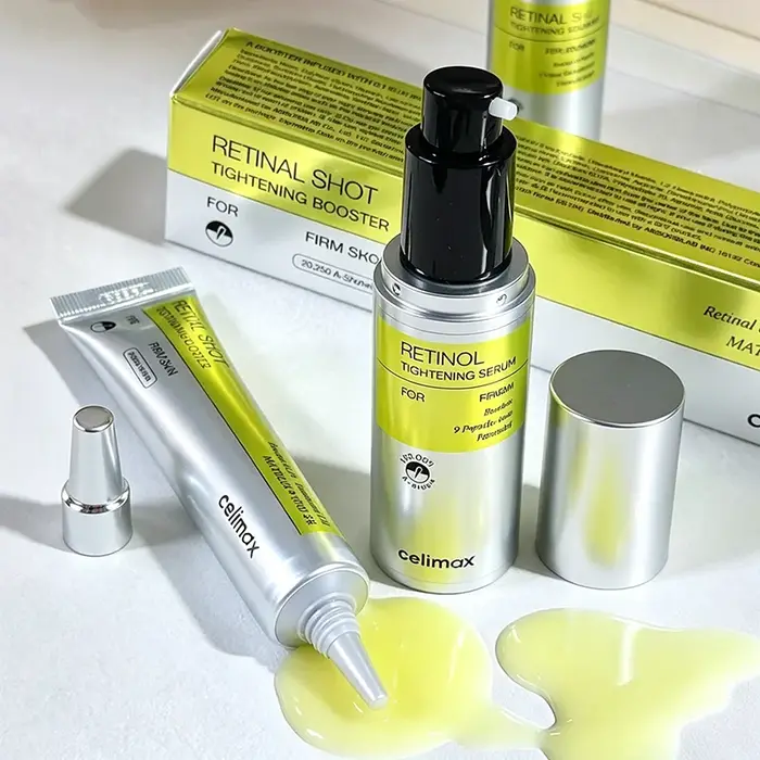 Coffret multi-produits tendance Celimax Corée : Soin visage et contour des yeux au rétinol Vita A, crème éclaircissante pour la beauté de la peau.