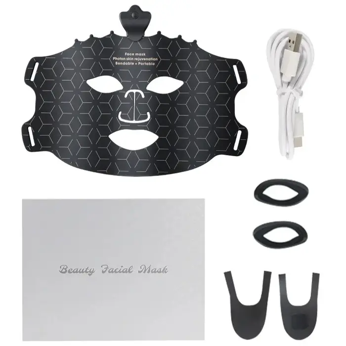 Masque Facial Led luminothérapie 7 couleurs masque en Silicone visage complet 240 perles de lampe sans fil thérapie par la lumière rouge masque Photon