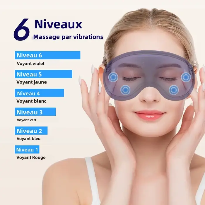 Masque Yeux Chauffant Masseur Oculaire 3D Vibration Compress Chaude Anti-Cernes Poches Occultant Aide Sommeil Spa Voyage
