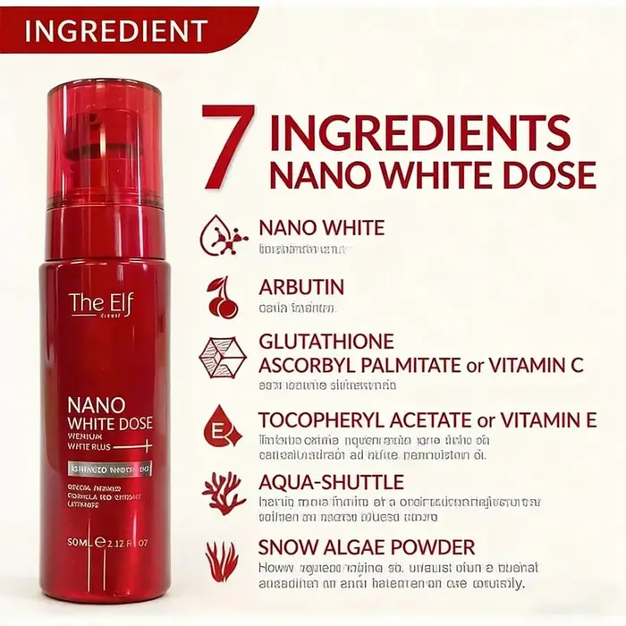 Sérum The Elf Nano White Dose Truyen Trang Mo Tham, estompe les taches foncées, éclaircit le teint,