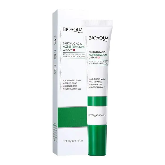 Crème Traitante Anti-Acné à l'Acide Salicylique : Régule la Sécrétion de Sébum, Minimise les Pores, Apaise les Rougeurs Irritées, Élimine les Boutons, Répare la Peau