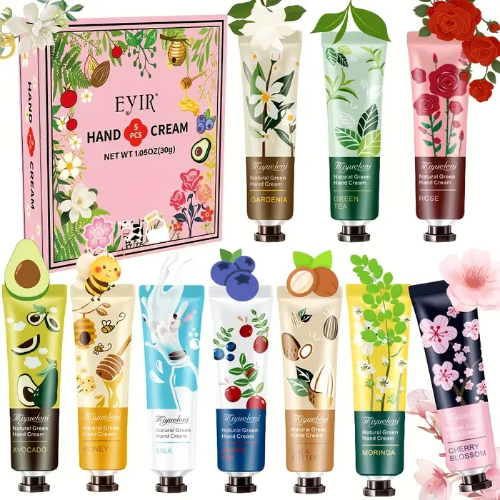 Coffret cadeau de crème pour les mains au parfum floral, hydratante et nourrissante, parfum frais non gras, texture de lotion à absorption rapide