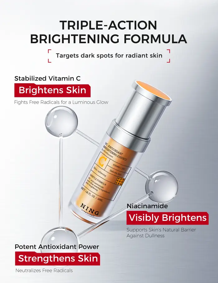 Sérum visage à la vitamine C 30 ml x 3 – Niacinamide + extrait de calendula