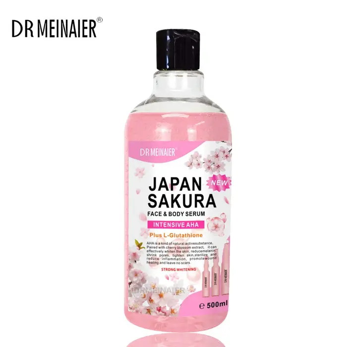 Sérum japonais Sakura pour le visage et le corps, 500ml, rétrécit les Pores, Essence éclaircissante,