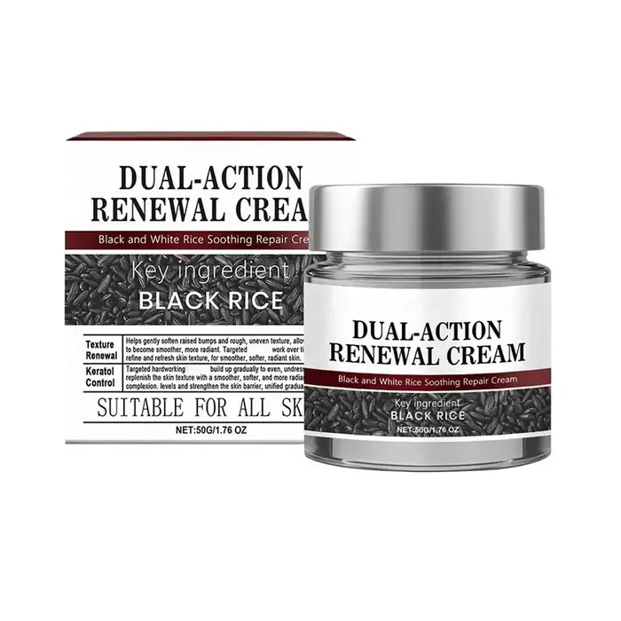 Crème de renouvellement à double action, riz noir et blanc, crème réparatrice apaisante, hydratante 