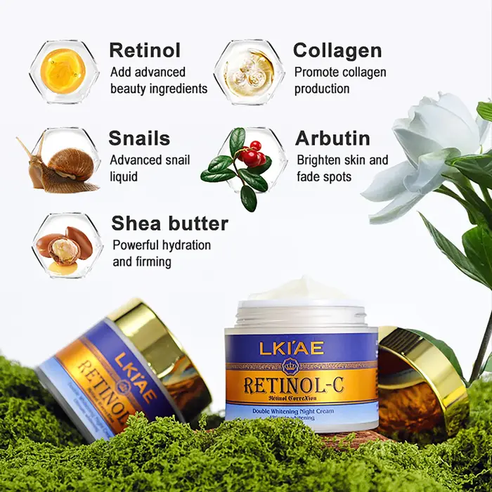 LKIAE crème visage jour et nuit d'escargot naturel et rétinol, blanchissante, réduit les ridules, le