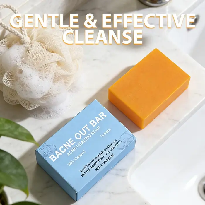 Savon Solide Anti-Acné Dorsale au Curcuma et Vitamine C – Nettoyant Doux et Efficace pour le Corps et le Dos