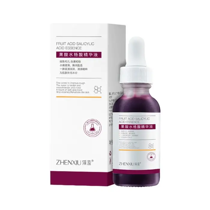 Sérum Visage à l'Acide Salicylique et aux Acides de Fruits – Exfoliant Doux, Resserre les Pores, Éli