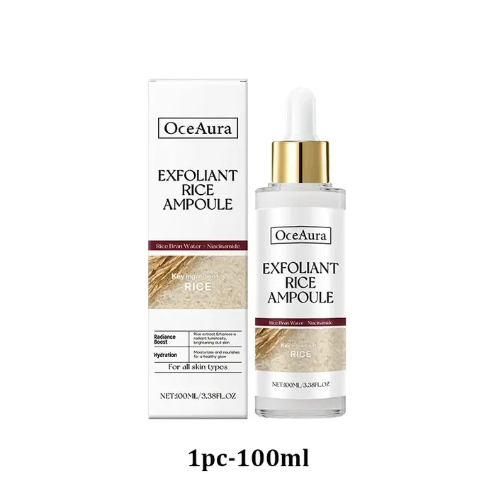 Sérum Exfoliant au Riz Blanc et Noir – Peeling Visage Hydratant, Adoucissant, Anti-Points Noirs, Hyd