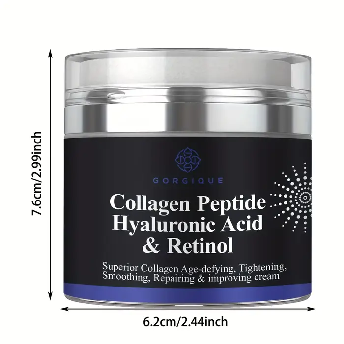 Crème peptidique au collagène, Anti-rides, acide hyaluronique et rétinol, raffermissante et raffermi