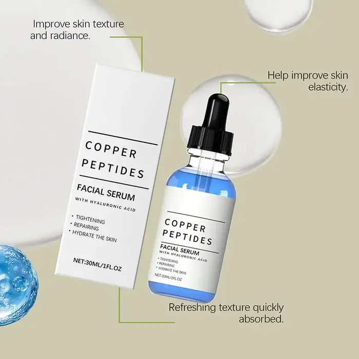 Sérum au cuivre et aux peptides 30 ml pour le visage avec acide hyaluronique