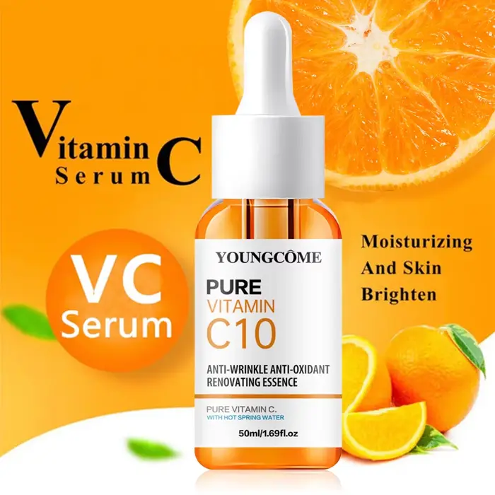Vitamine C Essence pour le visage acide hyaluronique peau foncée éclaircir sérum estompe les ridules hydratant