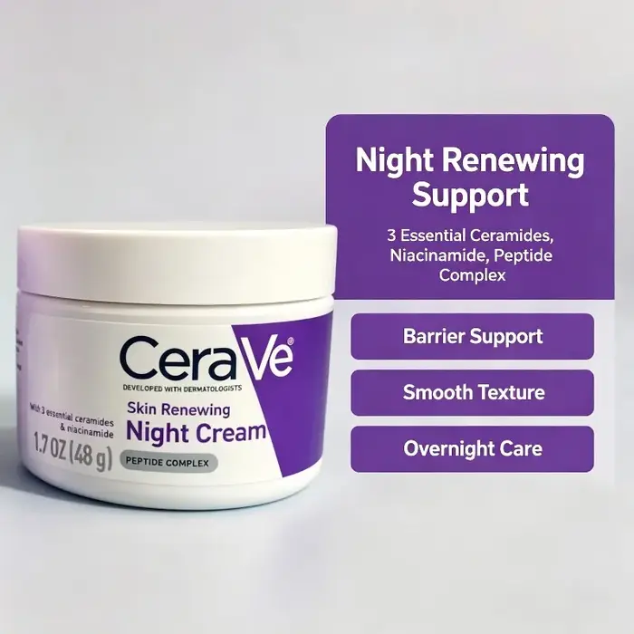 Crème de nuit régénérante pour la peau CeraVe 48g, hydratant réparateur de la barrière cutanée pour usage quotidien