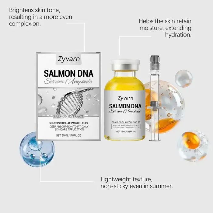 2/1pcs Sérum Ampoule Hydratant Visage ADN de Saumon, Essence PDRN Soin Quotidien Hydratation Profonde Peau Éclatante Apaisante