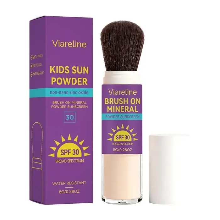 Poudre solaire minérale à appliquer au pinceau, protection SPF 30 UVA/UVB, résistante à l'eau, sans 