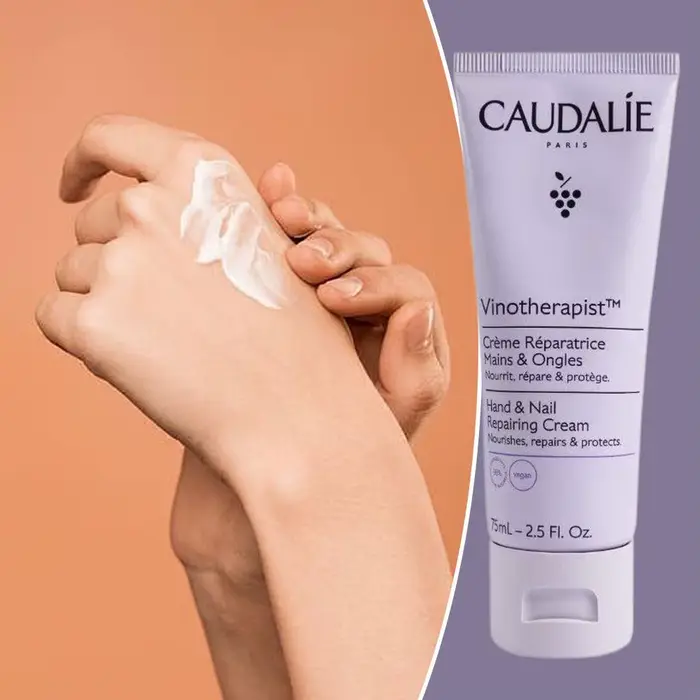 CAUDALIE Vinotherapist Crème Réparatrice Mains et Ongles 75ml Crème Hydratante et Nourrissante aux Pépins de Raisin Soin Peaux Sèches
