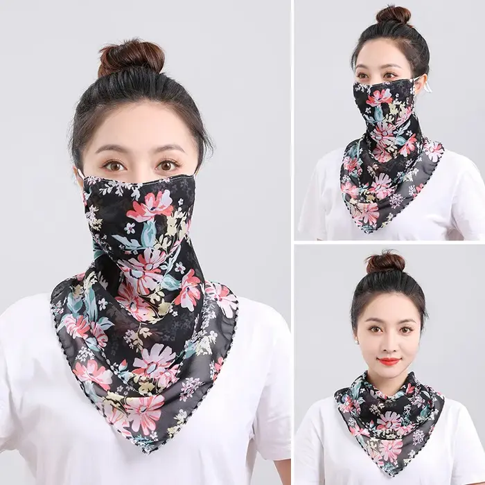 UPF 50+ Protection solaire voile facial écharpe-masque de cou en mousseline de soie respirante pour voyage en plein air cyclisme filtre UV couverture légère