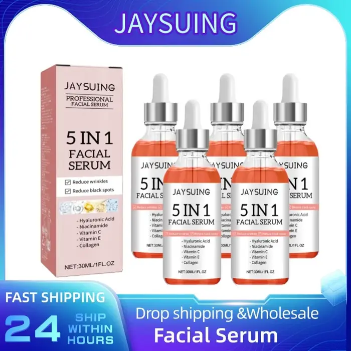 1/2/3/5 boîte 5 en 1 sérum pour le visage acide hyaluronique Essence hydratant rajeunissement vitamine C Niacinamide éclaircissant soins de la peau