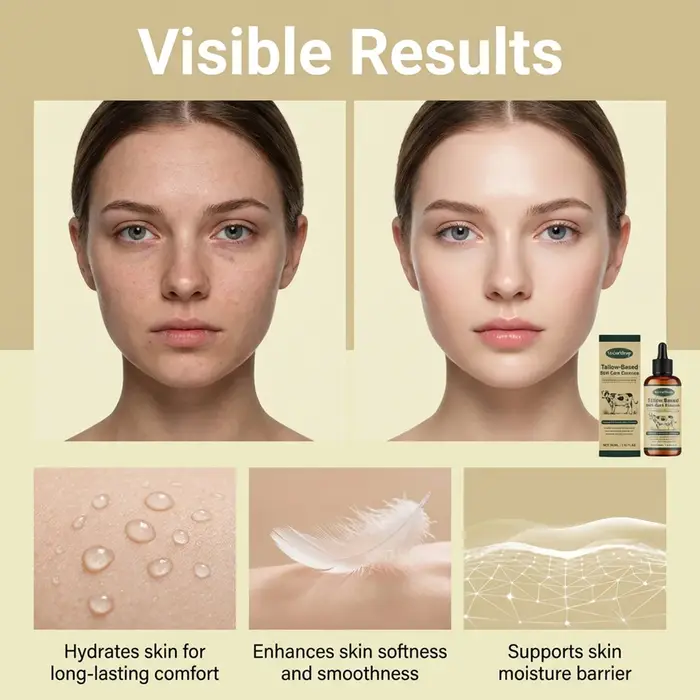 Sérum Visage au Suif de Bœuf – Huile Essentielle Nourrissante pour le Soin