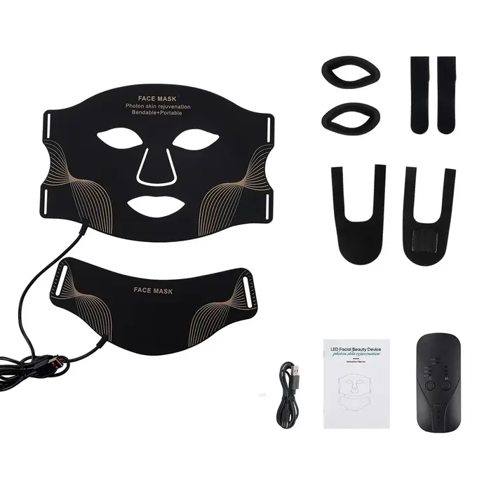 Masque facial LED sans fil avec cou 7 couleurs masque LED en Silicone masque de beauté Photon serrer