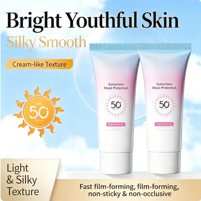 Crème Solaire Pour Visage et Corps SPF50+ Anti-Transpiration Rafraîchissante Lotion Solaire Hydratante Légère Soin Quotidien de la Peau en Extérieur