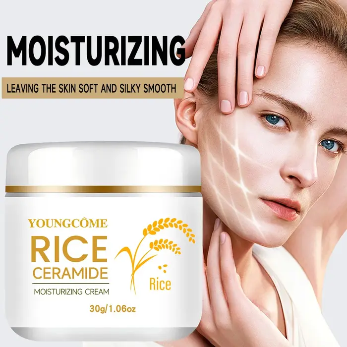 Crème de riz, céramide de riz, crème hydratante, extrait de riz, huile de son de riz, cible hydratan