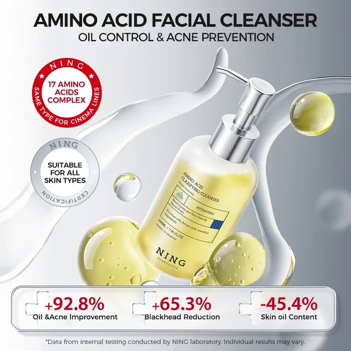 NING DERMOLOGIE Nettoyant pour le visage coréen aux acides aminés avec acide salicylique aide à resserrer les pores