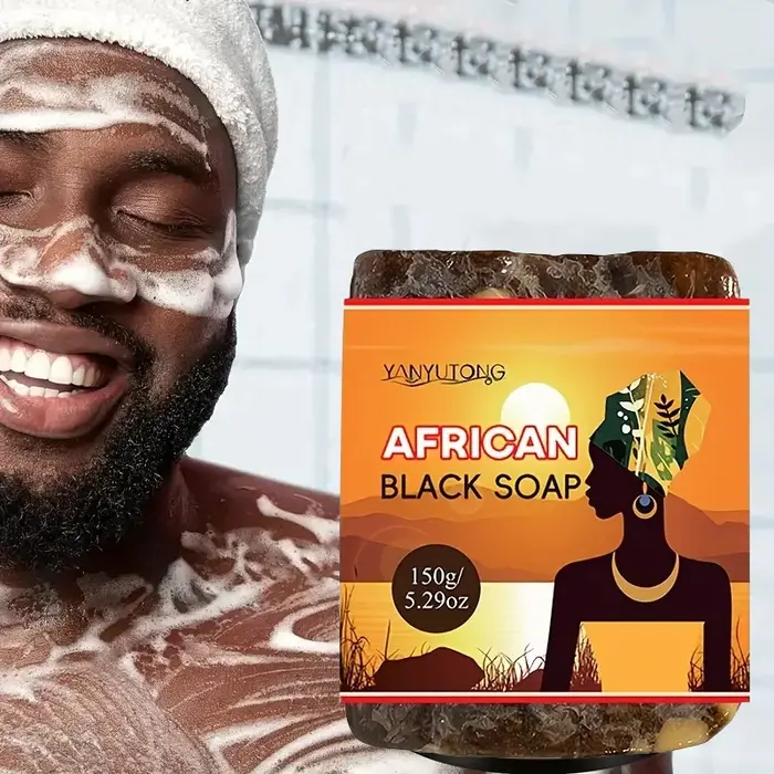 Savon noir africain nettoyage en profondeur exfoliant visage hydratant peau lissant
